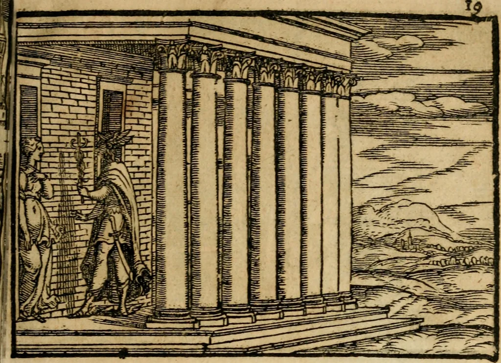 An illustration from Ouidio istorico, politico, morale : breuemente spiegato, e delineato con artificiose figure, accresciuta questa quinta impressione di nuoue allegorie, 1696, leaf 22