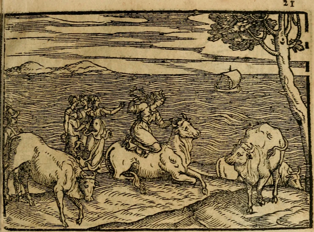 An illustration from Ouidio istorico, politico, morale : breuemente spiegato, e delineato con artificiose figure, accresciuta questa quinta impressione di nuoue allegorie, 1696, leaf 24