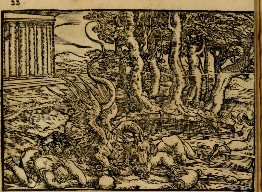 An illustration from Ouidio istorico, politico, morale : breuemente spiegato, e delineato con artificiose figure, accresciuta questa quinta impressione di nuoue allegorie, 1696, leaf 25