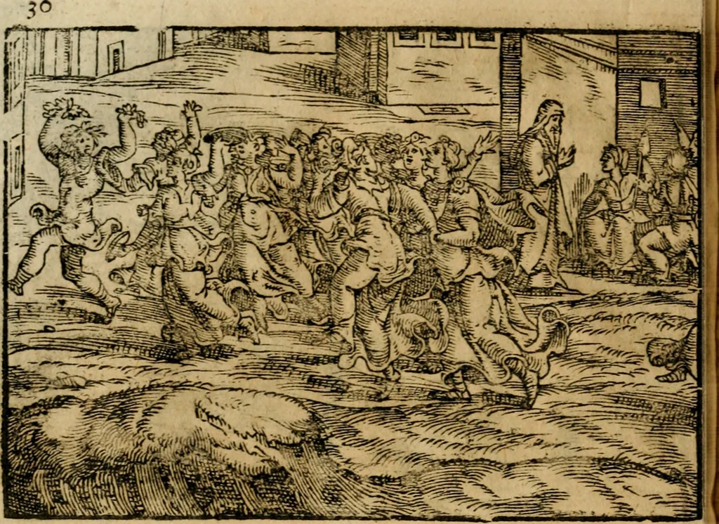 An illustration from Ouidio istorico, politico, morale : breuemente spiegato, e delineato con artificiose figure, accresciuta questa quinta impressione di nuoue allegorie, 1696, leaf 33