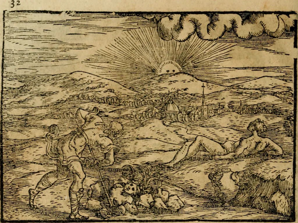 An illustration from Ouidio istorico, politico, morale : breuemente spiegato, e delineato con artificiose figure, accresciuta questa quinta impressione di nuoue allegorie, 1696, leaf 35