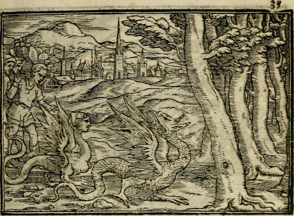 An illustration from Ouidio istorico, politico, morale : breuemente spiegato, e delineato con artificiose figure, accresciuta questa quinta impressione di nuoue allegorie, 1696, leaf 38