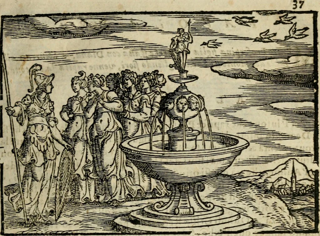 An illustration from Ouidio istorico, politico, morale : breuemente spiegato, e delineato con artificiose figure, accresciuta questa quinta impressione di nuoue allegorie, 1696, leaf 40