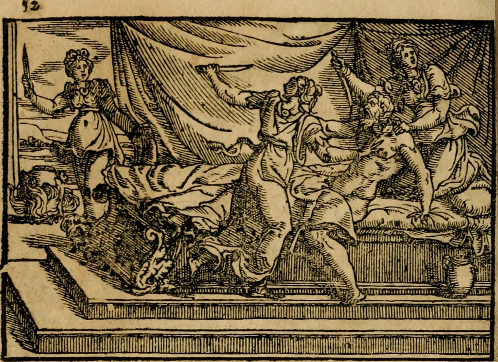An illustration from Ouidio istorico, politico, morale : breuemente spiegato, e delineato con artificiose figure, accresciuta questa quinta impressione di nuoue allegorie, 1696, leaf 55