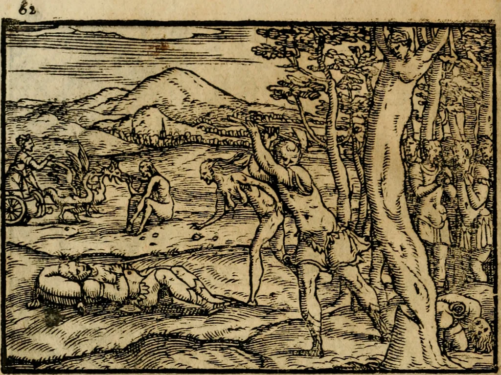 An illustration from Ouidio istorico, politico, morale : breuemente spiegato, e delineato con artificiose figure, accresciuta questa quinta impressione di nuoue allegorie, 1696, leaf 65
