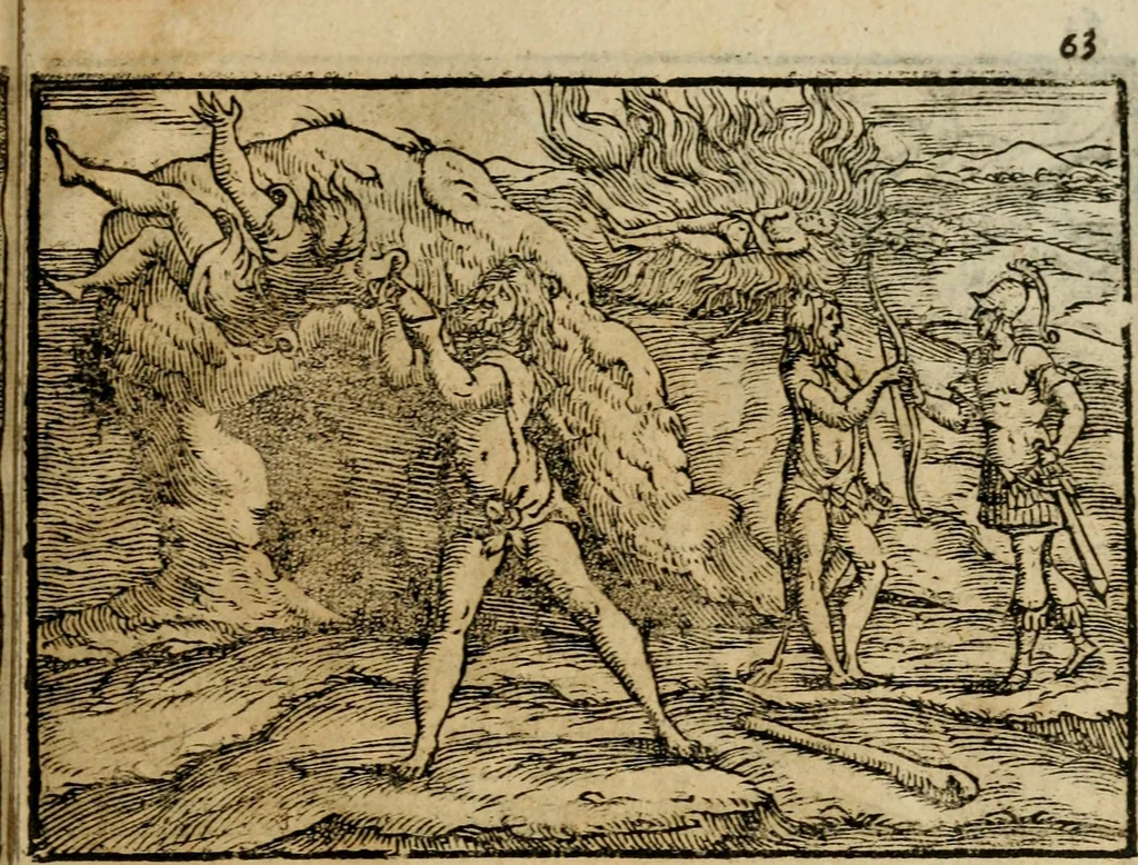An illustration from Ouidio istorico, politico, morale : breuemente spiegato, e delineato con artificiose figure, accresciuta questa quinta impressione di nuoue allegorie, 1696, leaf 66