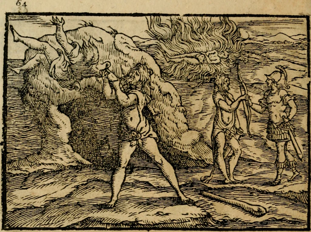 An illustration from Ouidio istorico, politico, morale : breuemente spiegato, e delineato con artificiose figure, accresciuta questa quinta impressione di nuoue allegorie, 1696, leaf 67