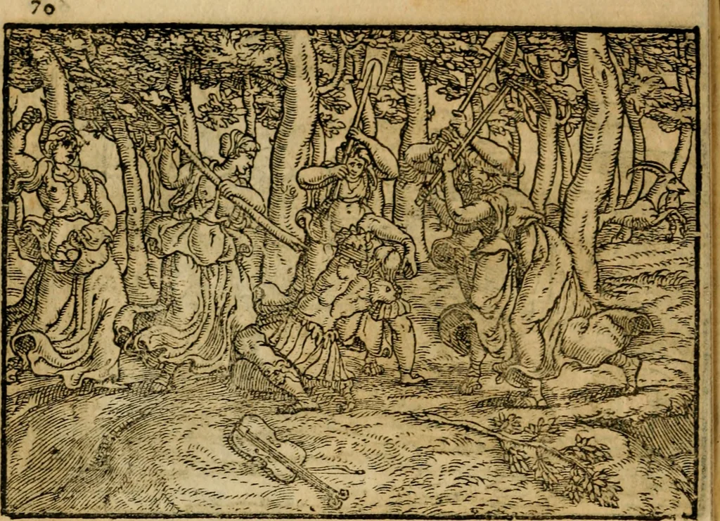 An illustration from Ouidio istorico, politico, morale : breuemente spiegato, e delineato con artificiose figure, accresciuta questa quinta impressione di nuoue allegorie, 1696, leaf 73