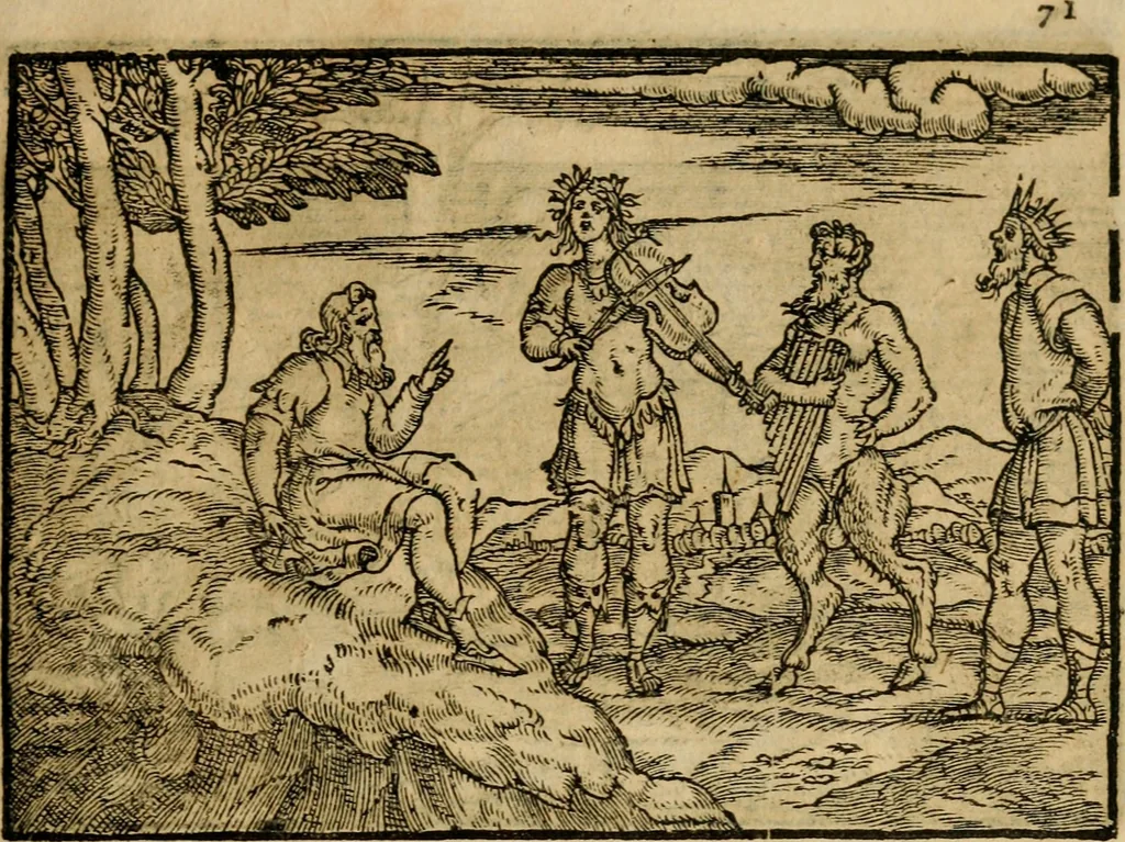 An illustration from Ouidio istorico, politico, morale : breuemente spiegato, e delineato con artificiose figure, accresciuta questa quinta impressione di nuoue allegorie, 1696, leaf 74