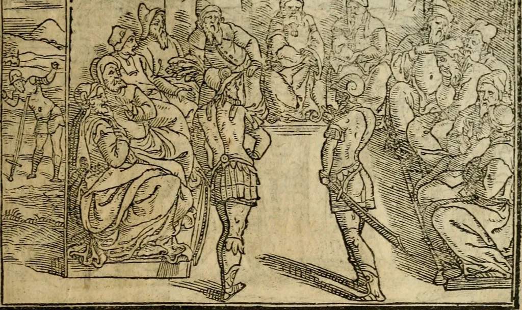 An illustration from Ouidio istorico, politico, morale : breuemente spiegato, e delineato con artificiose figure, accresciuta questa quinta impressione di nuoue allegorie, 1696, leaf 78
