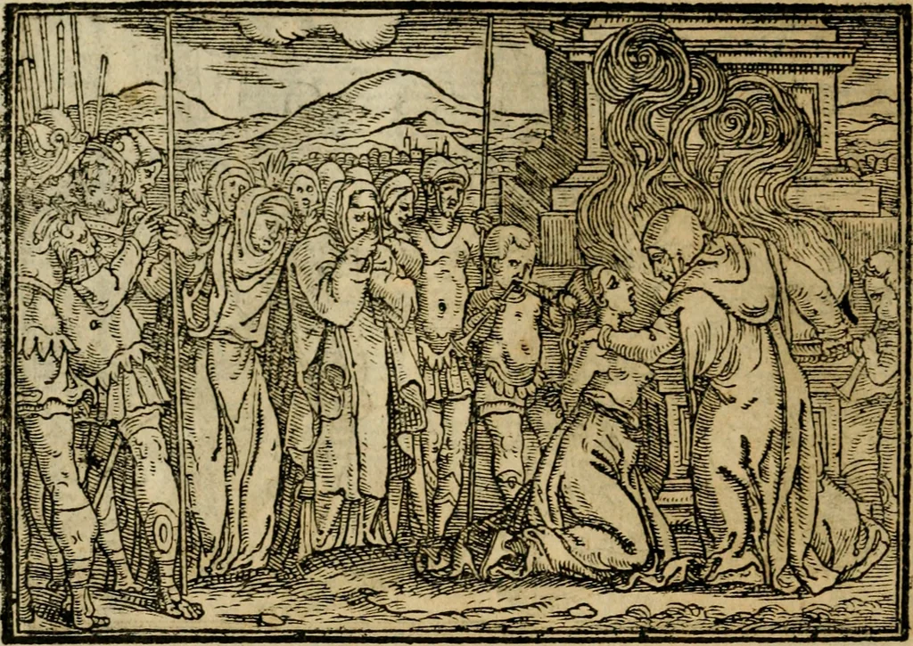 An illustration from Ouidio istorico, politico, morale : breuemente spiegato, e delineato con artificiose figure, accresciuta questa quinta impressione di nuoue allegorie, 1696, leaf 79