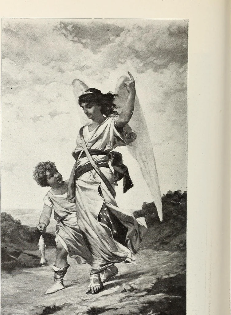 An illustration from Our angel friends in ministry and song, 1903, leaf 471
