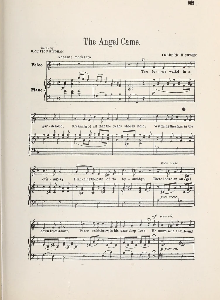 An illustration from Our angel friends in ministry and song, 1903, leaf 586