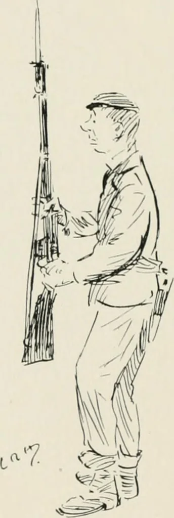 An illustration from Our battalion : being some slight impressions of His Majesty's Auxiliary Forces, in camp and elsewhere, 1902, leaf 25