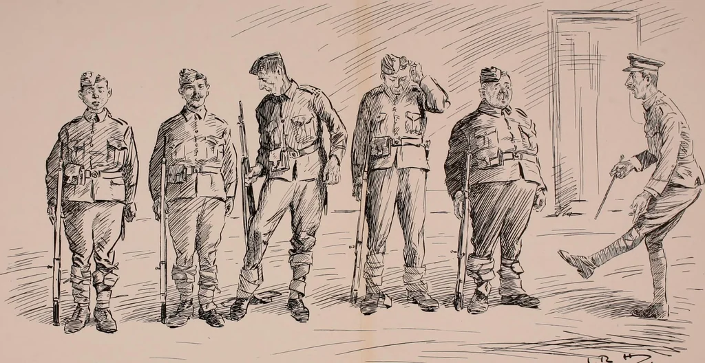 An illustration from Our battalion : being some slight impressions of His Majesty's Auxiliary Forces, in camp and elsewhere, 1902, leaf 27