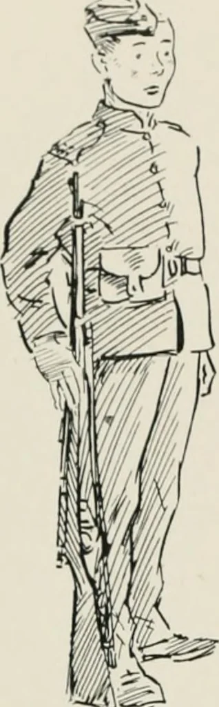 An illustration from Our battalion : being some slight impressions of His Majesty's Auxiliary Forces, in camp and elsewhere, 1902, leaf 33