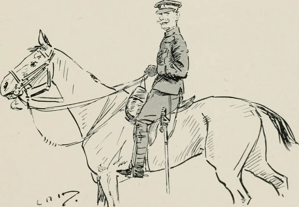 An illustration from Our battalion : being some slight impressions of His Majesty's Auxiliary Forces, in camp and elsewhere, 1902, leaf 34
