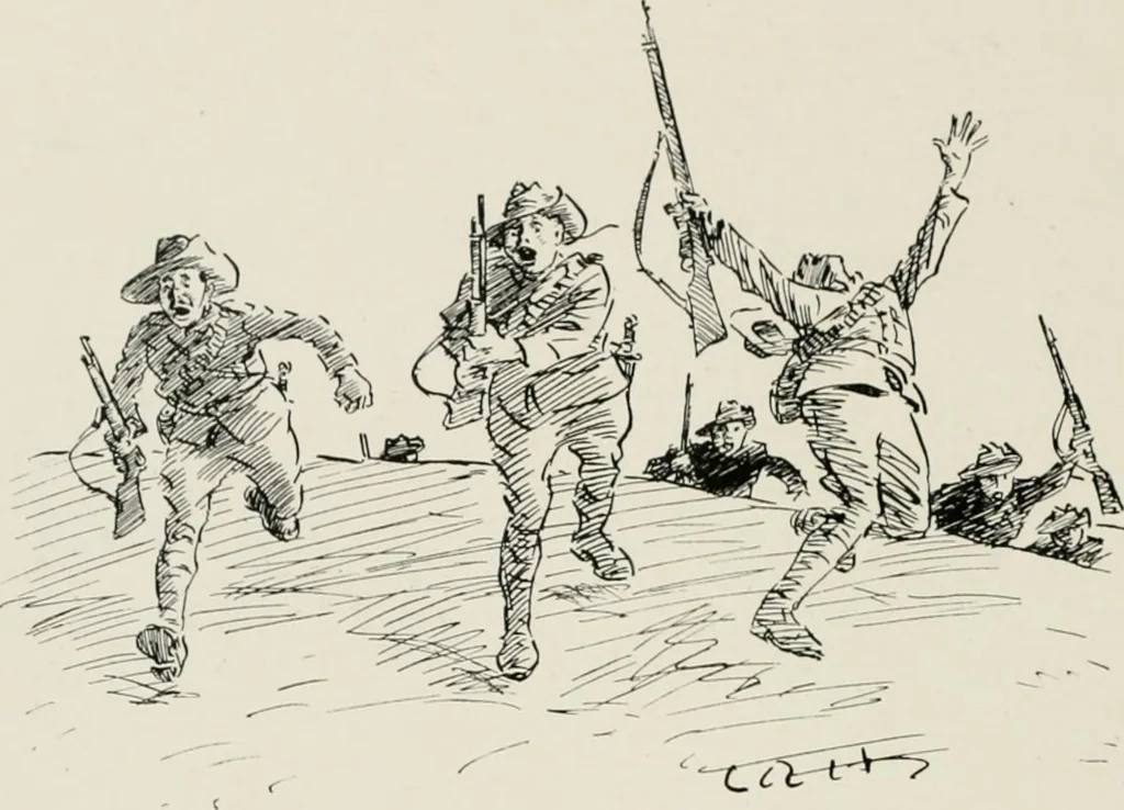 An illustration from Our battalion : being some slight impressions of His Majesty's Auxiliary Forces, in camp and elsewhere, 1902, leaf 35
