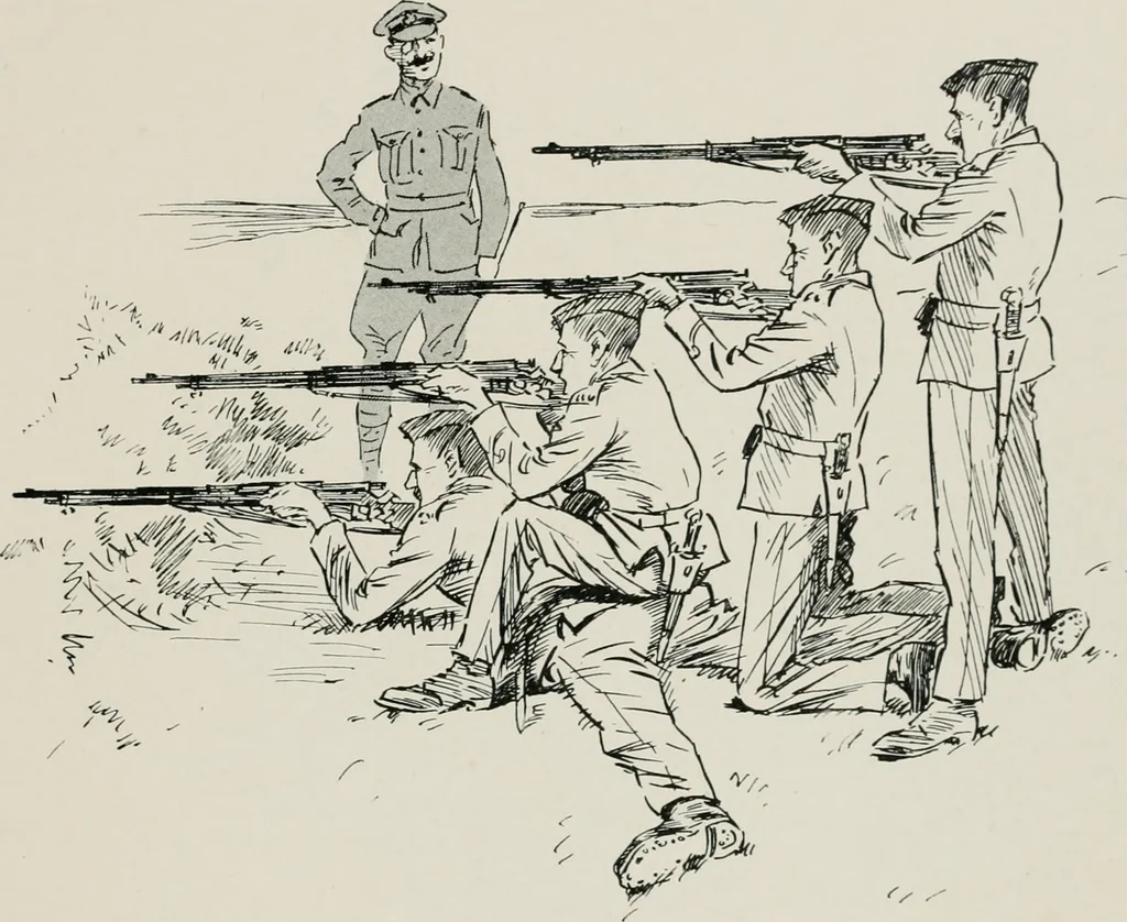 An illustration from Our battalion : being some slight impressions of His Majesty's Auxiliary Forces, in camp and elsewhere, 1902, leaf 36