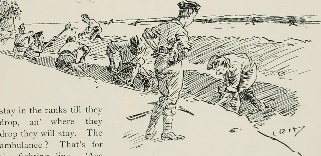 An illustration from Our battalion : being some slight impressions of His Majesty's Auxiliary Forces, in camp and elsewhere, 1902, leaf 38