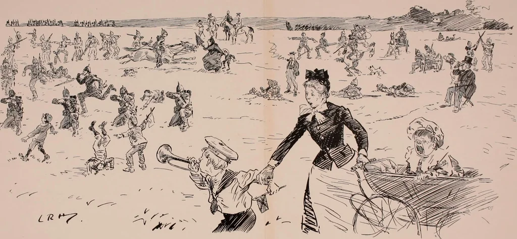 An illustration from Our battalion : being some slight impressions of His Majesty's Auxiliary Forces, in camp and elsewhere, 1902, leaf 41