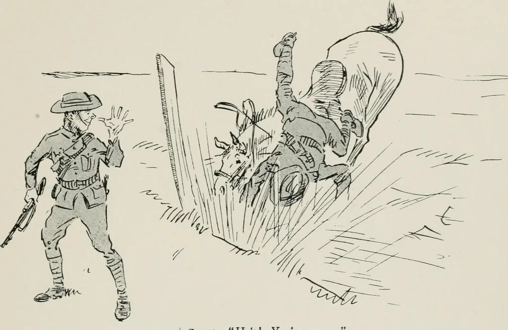 An illustration from Our battalion : being some slight impressions of His Majesty's Auxiliary Forces, in camp and elsewhere, 1902, leaf 44