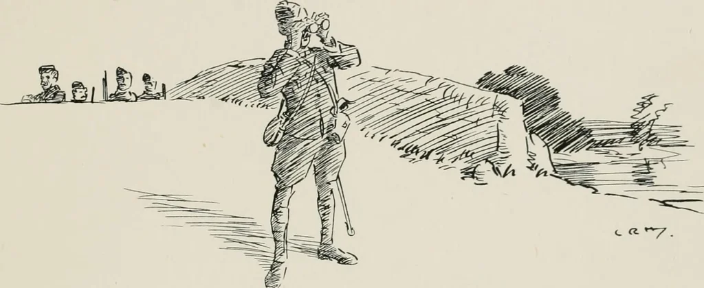 An illustration from Our battalion : being some slight impressions of His Majesty's Auxiliary Forces, in camp and elsewhere, 1902, leaf 46