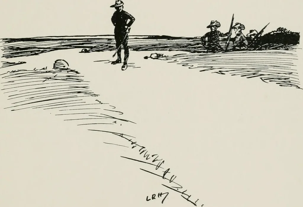 An illustration from Our battalion : being some slight impressions of His Majesty's Auxiliary Forces, in camp and elsewhere, 1902, leaf 48