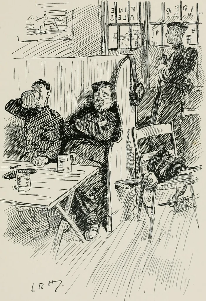 An illustration from Our battalion : being some slight impressions of His Majesty's Auxiliary Forces, in camp and elsewhere, 1902, leaf 52