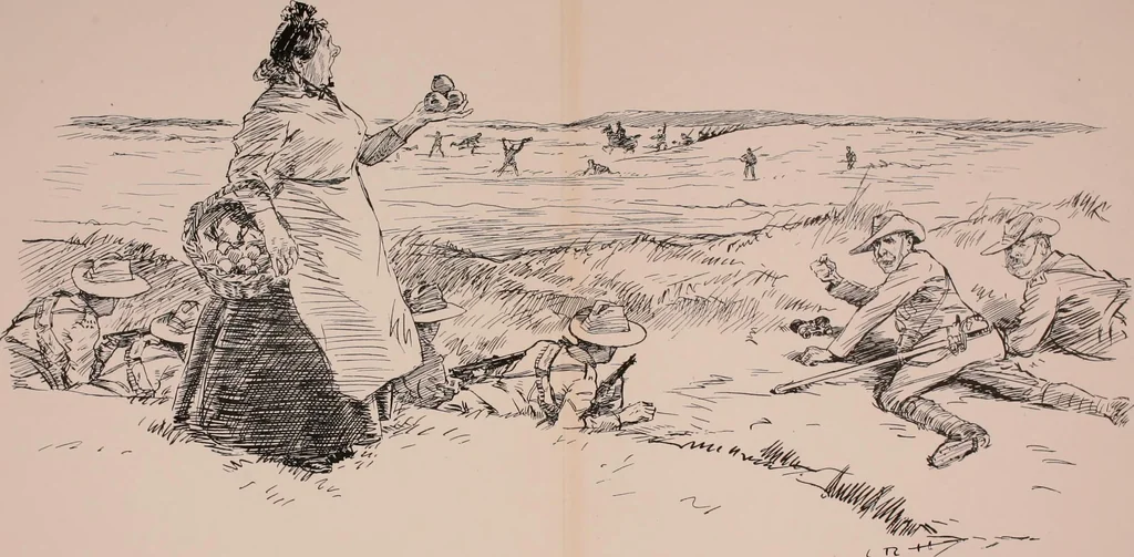 An illustration from Our battalion : being some slight impressions of His Majesty's Auxiliary Forces, in camp and elsewhere, 1902, leaf 55