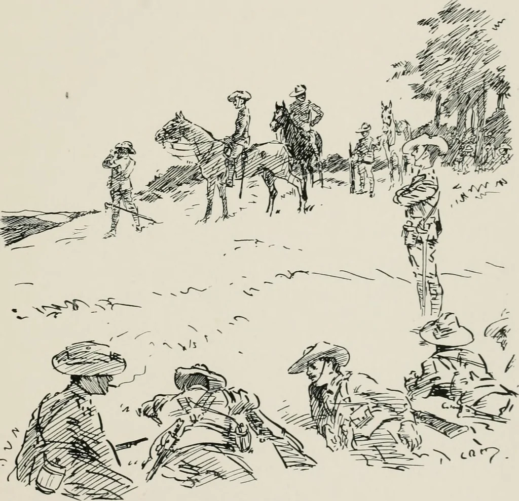 An illustration from Our battalion : being some slight impressions of His Majesty's Auxiliary Forces, in camp and elsewhere, 1902, leaf 58