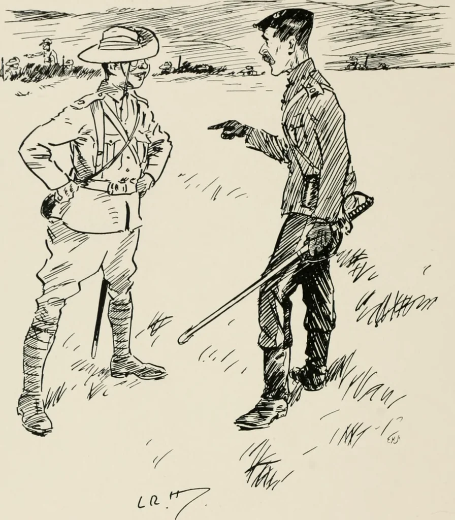 An illustration from Our battalion : being some slight impressions of His Majesty's Auxiliary Forces, in camp and elsewhere, 1902, leaf 71