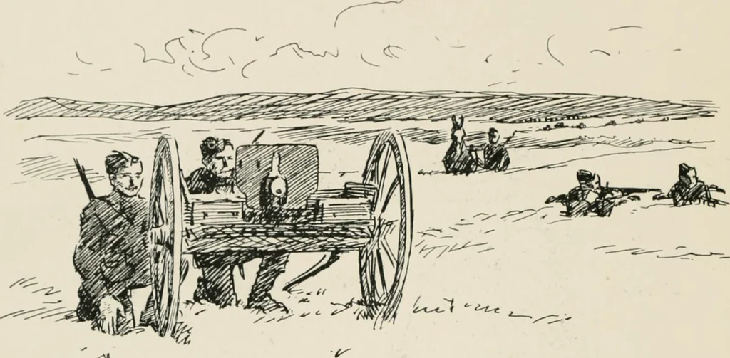 An illustration from Our battalion : being some slight impressions of His Majesty's Auxiliary Forces, in camp and elsewhere, 1902, leaf 73