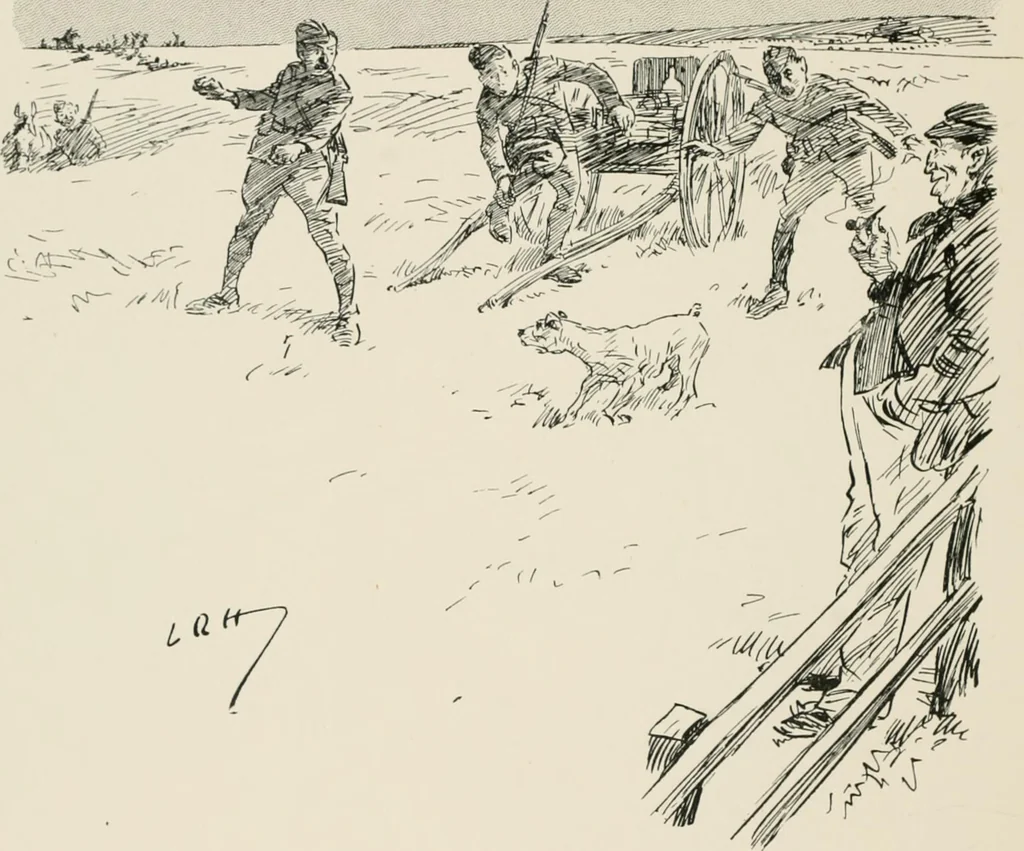 An illustration from Our battalion : being some slight impressions of His Majesty's Auxiliary Forces, in camp and elsewhere, 1902, leaf 81