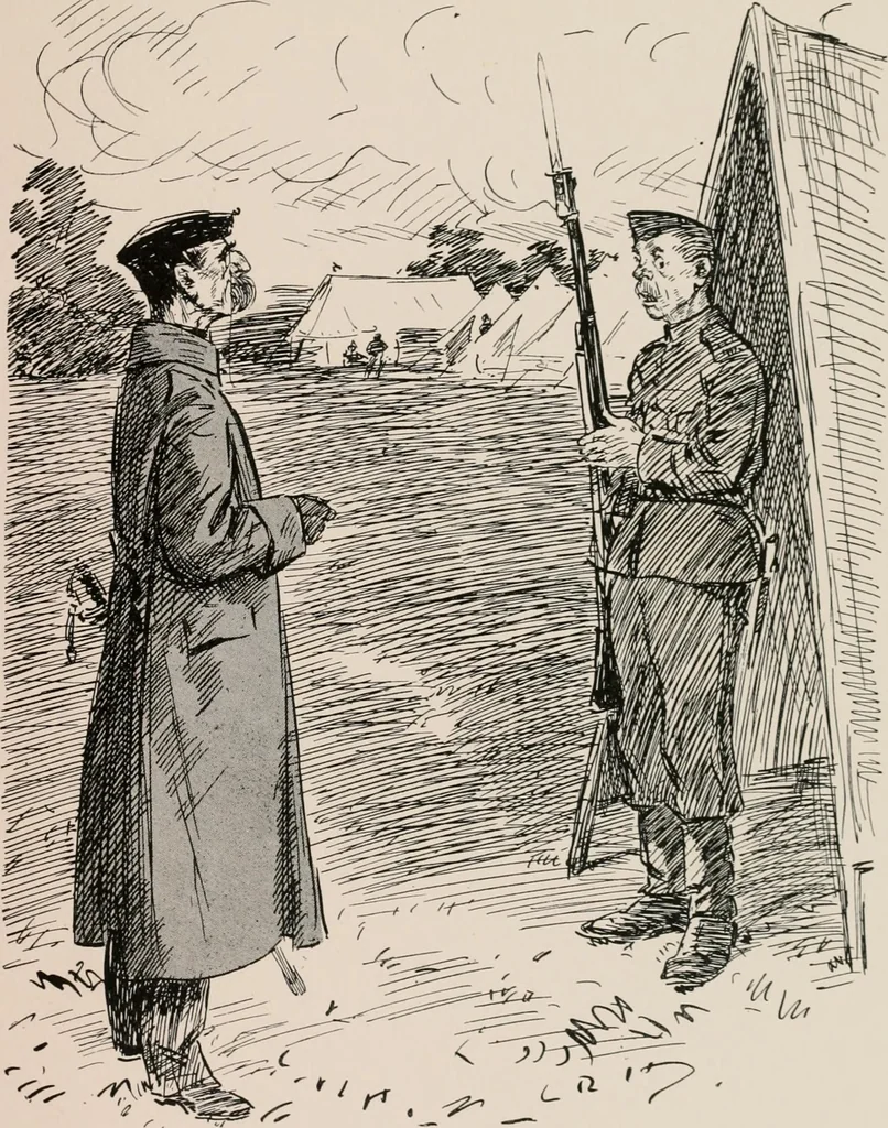An illustration from Our battalion : being some slight impressions of His Majesty's Auxiliary Forces, in camp and elsewhere, 1902, leaf 84