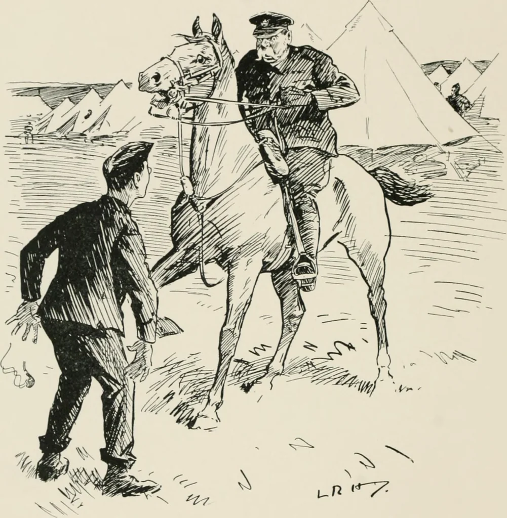 An illustration from Our battalion : being some slight impressions of His Majesty's Auxiliary Forces, in camp and elsewhere, 1902, leaf 85