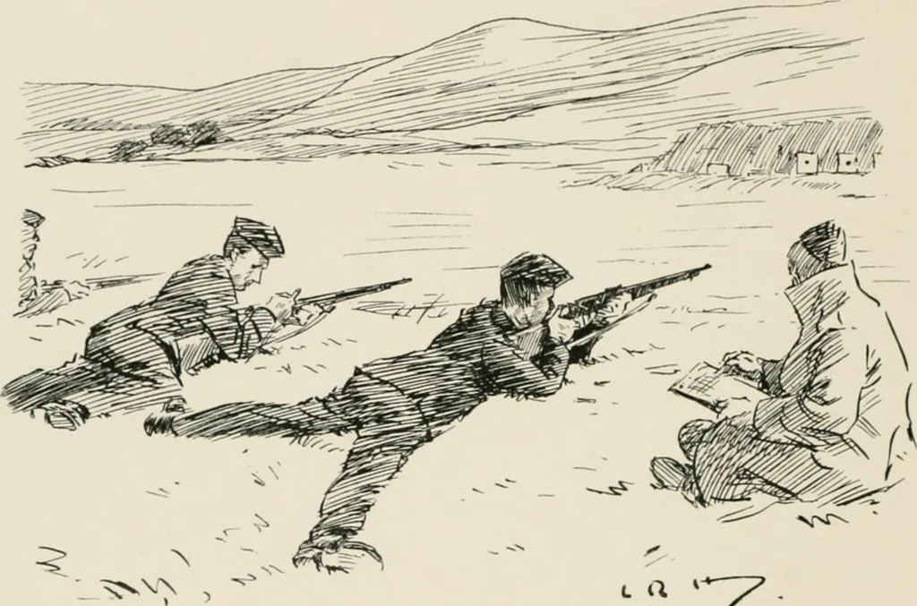An illustration from Our battalion : being some slight impressions of His Majesty's Auxiliary Forces, in camp and elsewhere, 1902, leaf 89