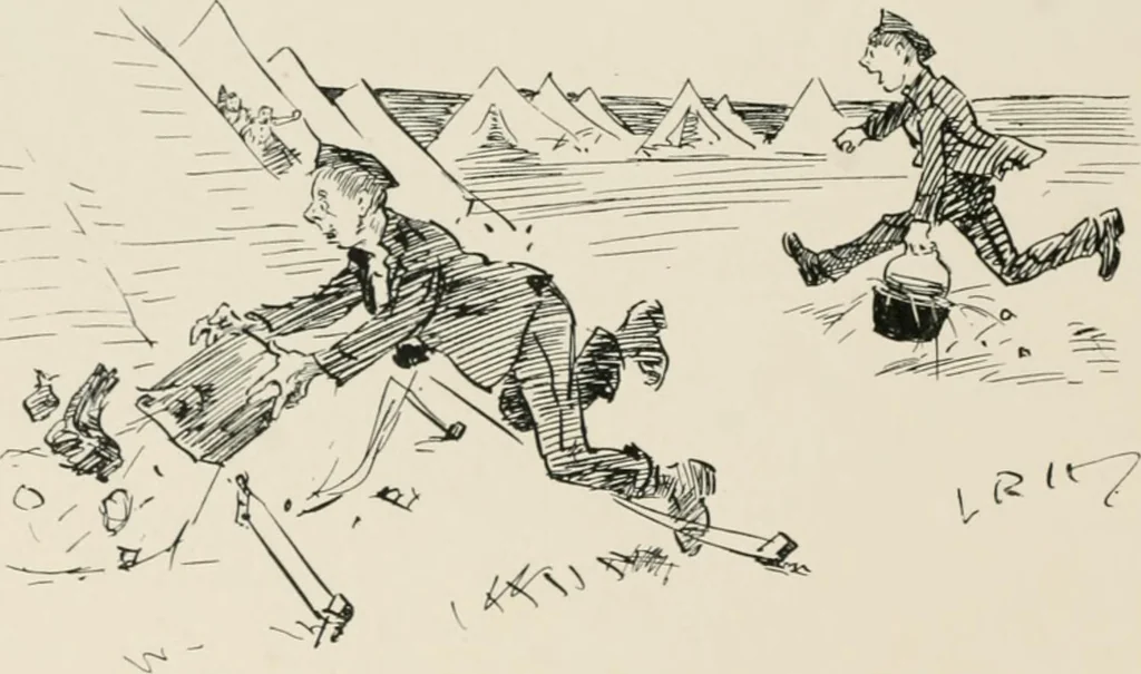 An illustration from Our battalion : being some slight impressions of His Majesty's Auxiliary Forces, in camp and elsewhere, 1902, leaf 93