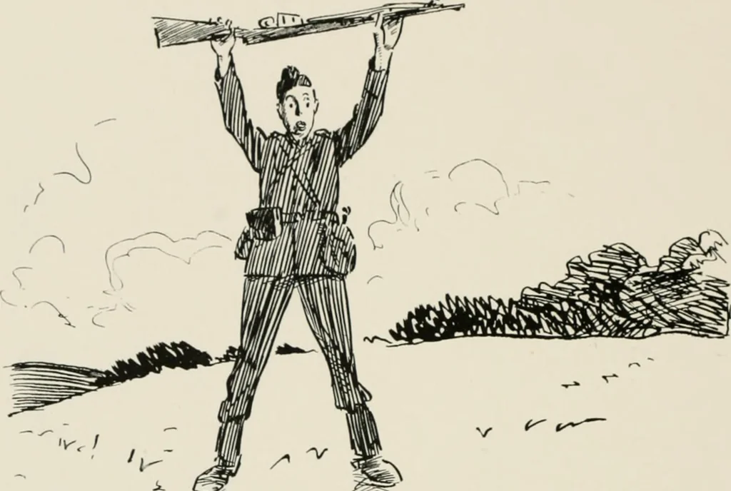 An illustration from Our battalion : being some slight impressions of His Majesty's Auxiliary Forces, in camp and elsewhere, 1902, leaf 95