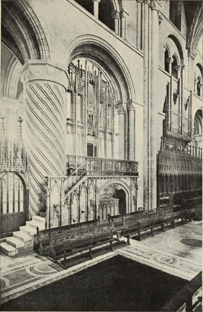 An illustration from Our English cathedrals ; their architectural beauties and characteristics, and their historical associations popularly described, together with chapters on the cathedral in mediaeval and in modern times, and in English poetry and prose; withmaps, plans, and numerous illustrations from photographs, 1911, leaf 108
