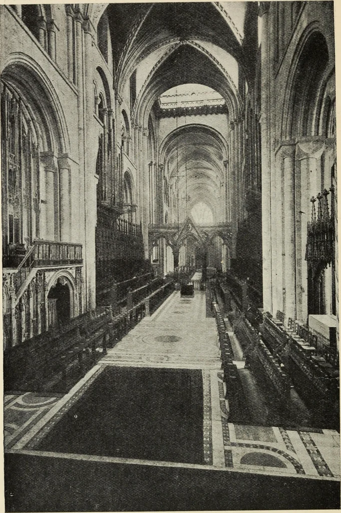 An illustration from Our English cathedrals ; their architectural beauties and characteristics, and their historical associations popularly described, together with chapters on the cathedral in mediaeval and in modern times, and in English poetry and prose; withmaps, plans, and numerous illustrations from photographs, 1911, leaf 109