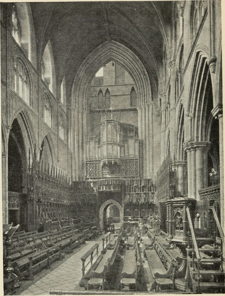 An illustration from Our English cathedrals ; their architectural beauties and characteristics, and their historical associations popularly described, together with chapters on the cathedral in mediaeval and in modern times, and in English poetry and prose; withmaps, plans, and numerous illustrations from photographs, 1911, leaf 129