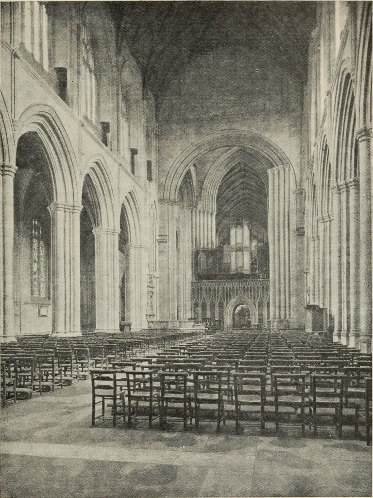 An illustration from Our English cathedrals ; their architectural beauties and characteristics, and their historical associations popularly described, together with chapters on the cathedral in mediaeval and in modern times, and in English poetry and prose; withmaps, plans, and numerous illustrations from photographs, 1911, leaf 132