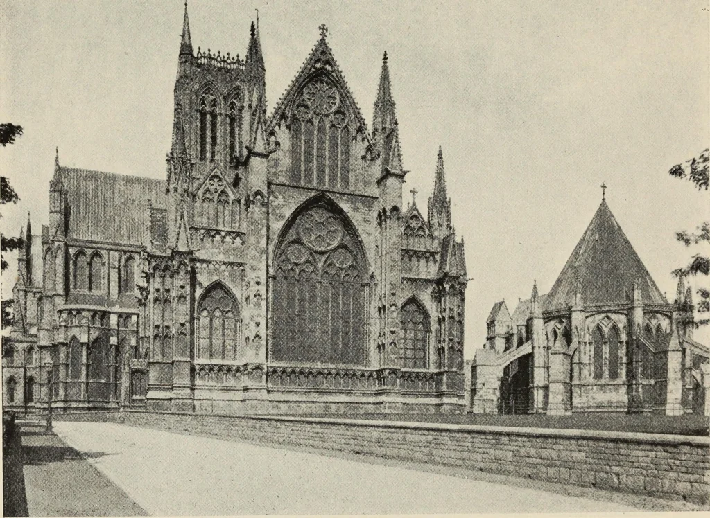 An illustration from Our English cathedrals ; their architectural beauties and characteristics, and their historical associations popularly described, together with chapters on the cathedral in mediaeval and in modern times, and in English poetry and prose; withmaps, plans, and numerous illustrations from photographs, 1911, leaf 140