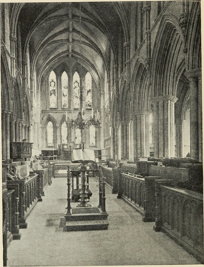 An illustration from Our English cathedrals ; their architectural beauties and characteristics, and their historical associations popularly described, together with chapters on the cathedral in mediaeval and in modern times, and in English poetry and prose; withmaps, plans, and numerous illustrations from photographs, 1911, leaf 163