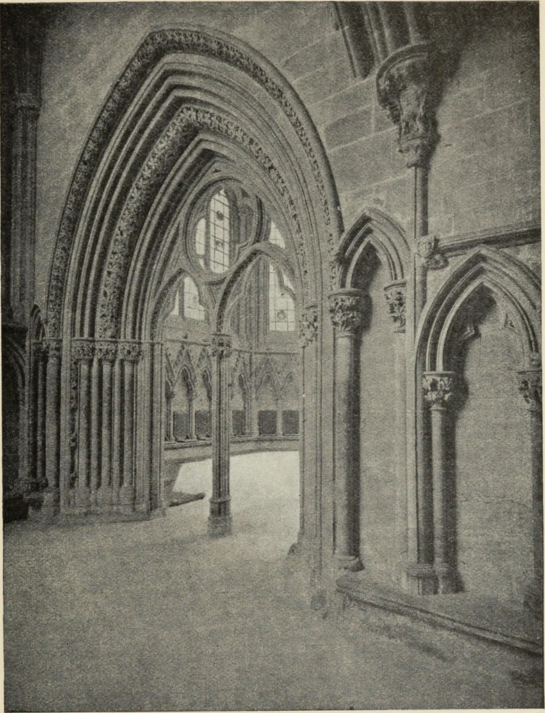 An illustration from Our English cathedrals ; their architectural beauties and characteristics, and their historical associations popularly described, together with chapters on the cathedral in mediaeval and in modern times, and in English poetry and prose; withmaps, plans, and numerous illustrations from photographs, 1911, leaf 166