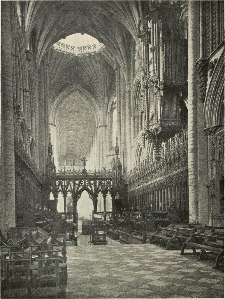 An illustration from Our English cathedrals ; their architectural beauties and characteristics, and their historical associations popularly described, together with chapters on the cathedral in mediaeval and in modern times, and in English poetry and prose; withmaps, plans, and numerous illustrations from photographs, 1911, leaf 185