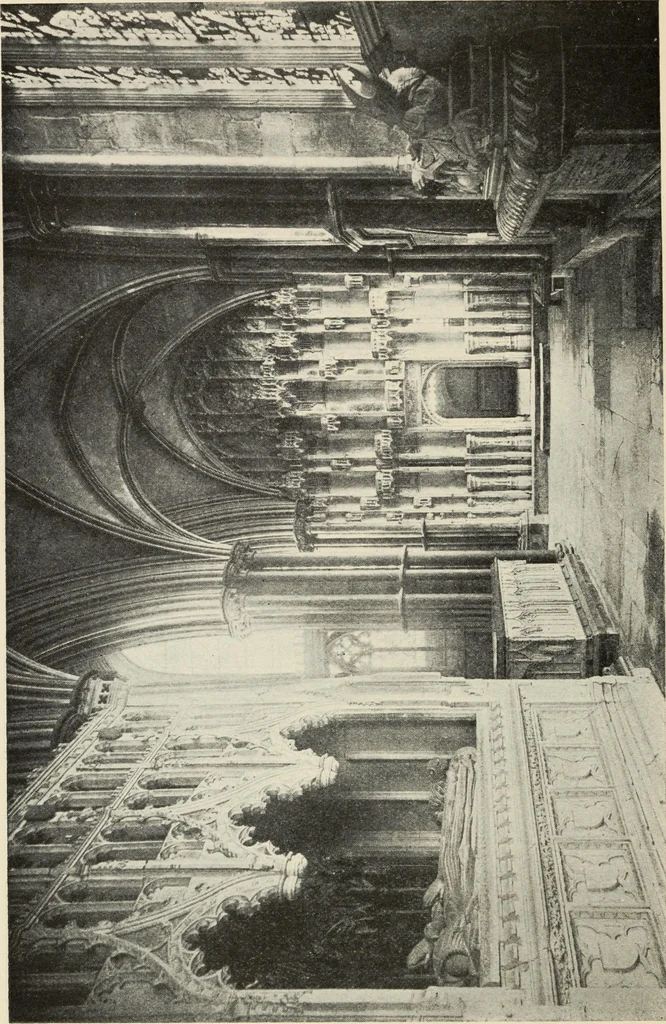 An illustration from Our English cathedrals ; their architectural beauties and characteristics, and their historical associations popularly described, together with chapters on the cathedral in mediaeval and in modern times, and in English poetry and prose; withmaps, plans, and numerous illustrations from photographs, 1911, leaf 189