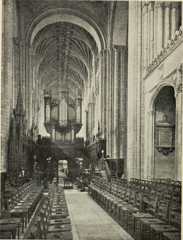 An illustration from Our English cathedrals ; their architectural beauties and characteristics, and their historical associations popularly described, together with chapters on the cathedral in mediaeval and in modern times, and in English poetry and prose; withmaps, plans, and numerous illustrations from photographs, 1911, leaf 199