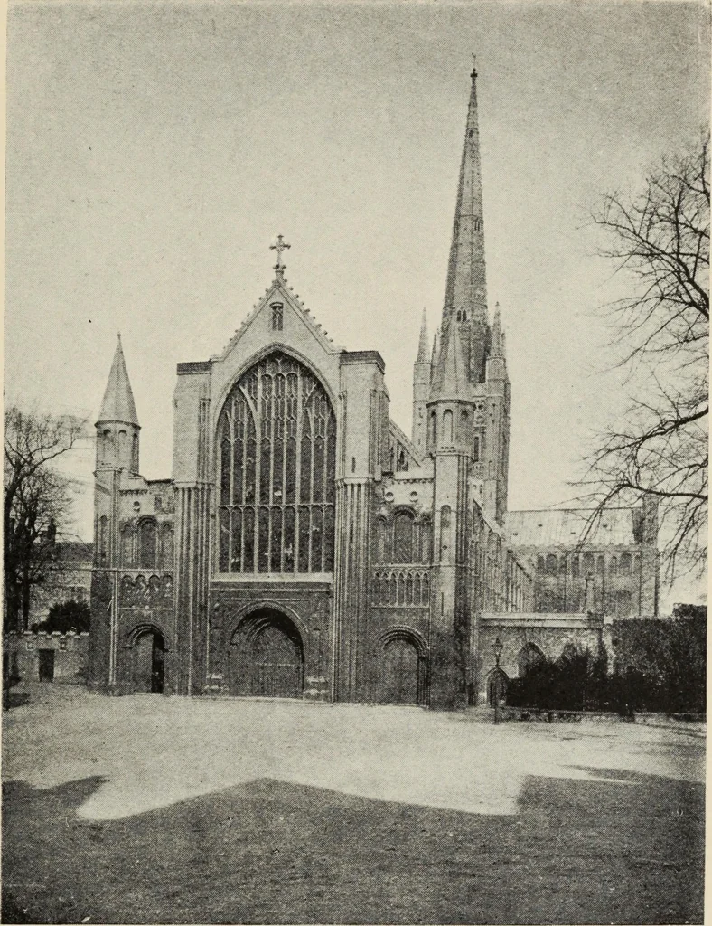 An illustration from Our English cathedrals ; their architectural beauties and characteristics, and their historical associations popularly described, together with chapters on the cathedral in mediaeval and in modern times, and in English poetry and prose; withmaps, plans, and numerous illustrations from photographs, 1911, leaf 202
